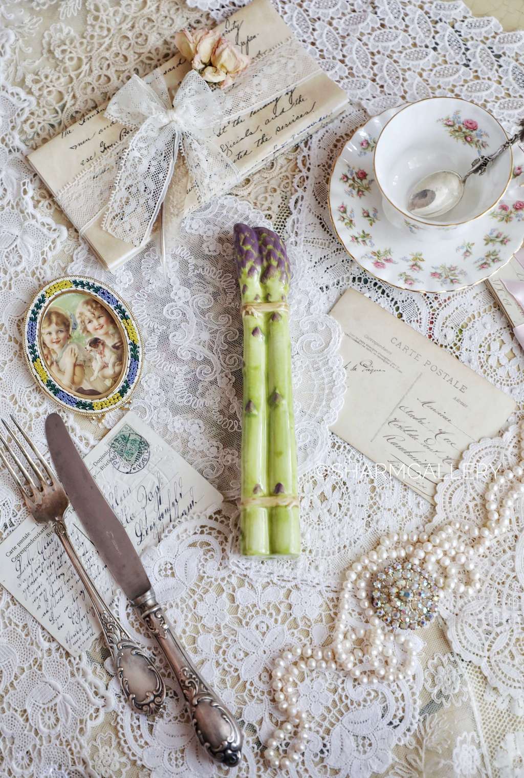 Спаржа - подставка, декор, керамика, Испания.