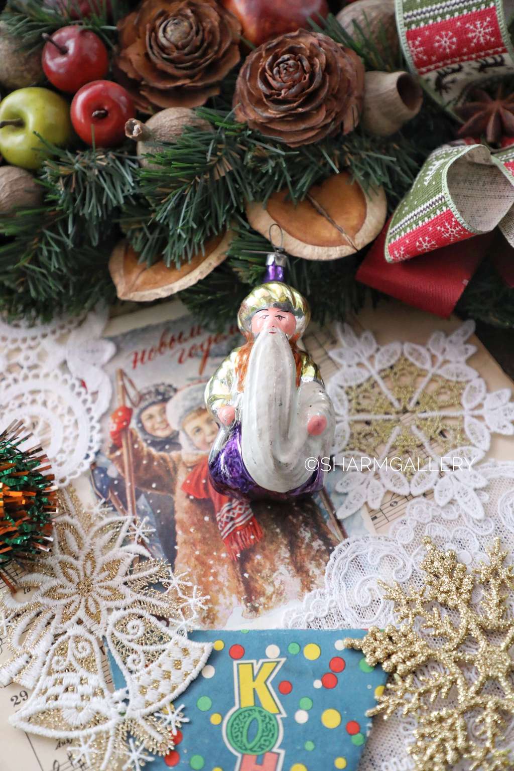 Старик Хоттабыч. №14. Елочная игрушка, стекло, СССР.