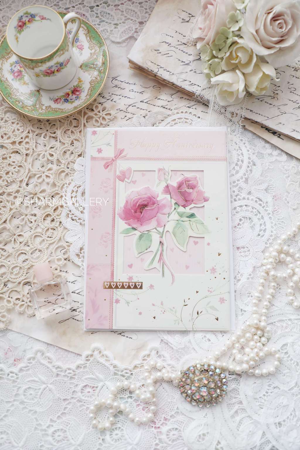 Поздравительная открытка "Happy Anniversary" с конвертом. Англия