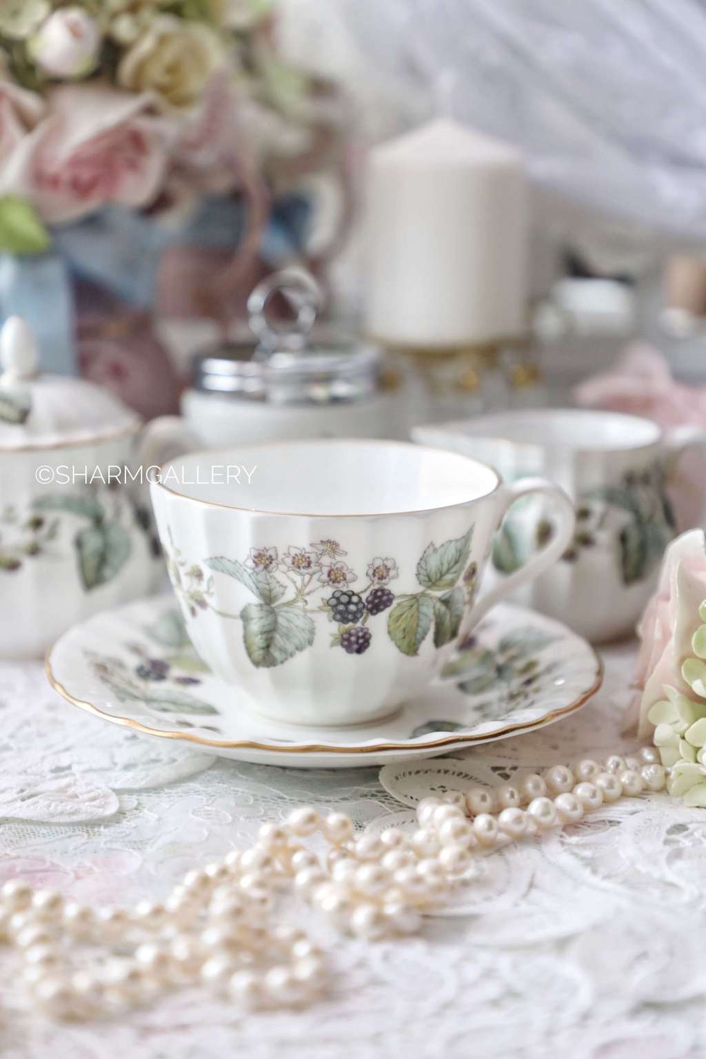 Чайная пара "Ежевика", Lavinia Royal Worcester, Англия. Винтаж.