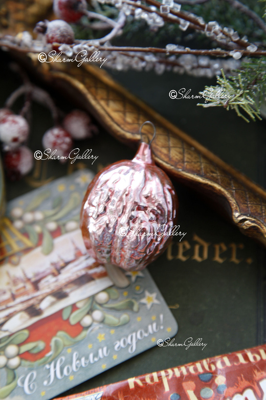 Грецкий орех. Елочная игрушка СССР.