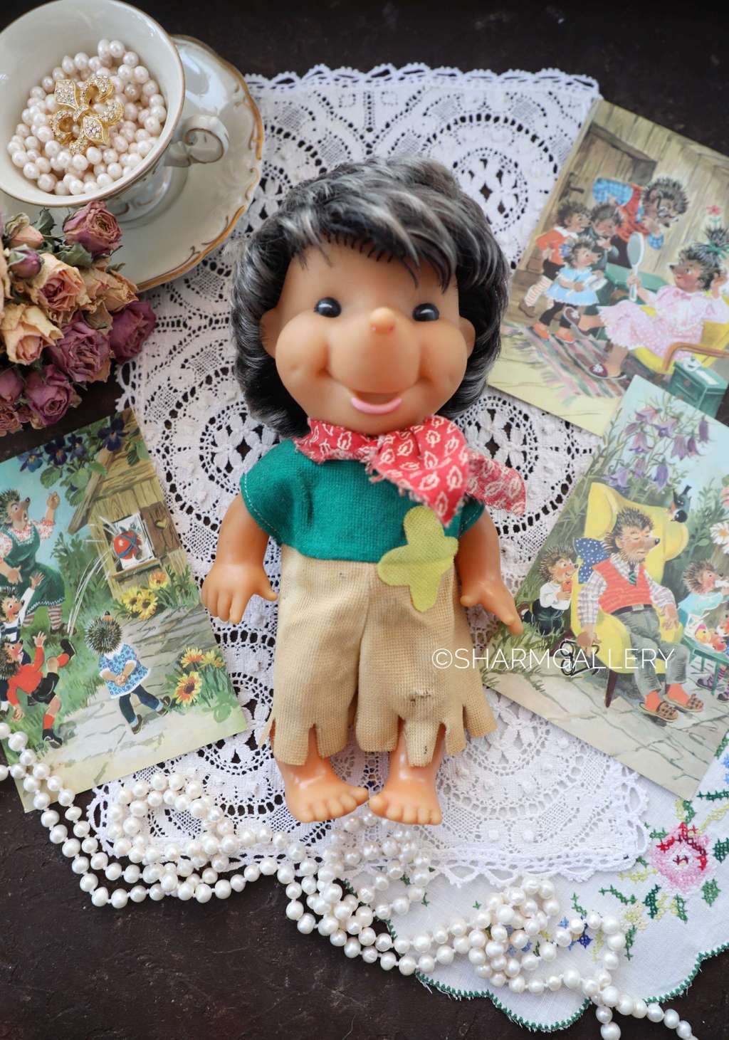 Кукла еж, ёжик Мальчик. Игрушка ГДР, винтаж. 24см.