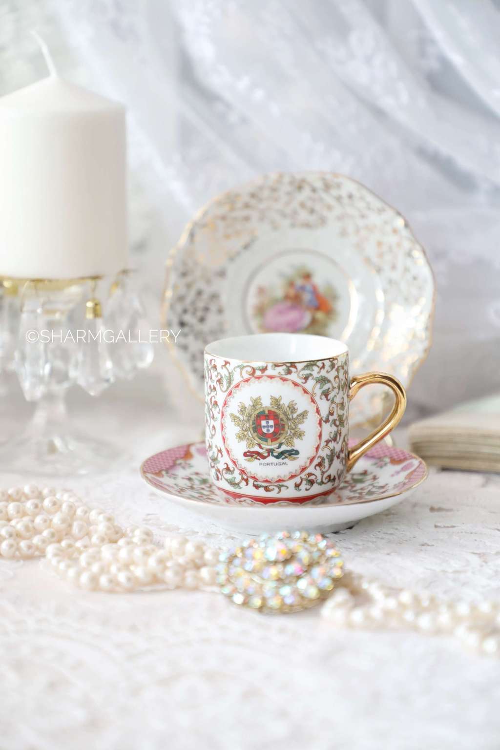 Редкая кофейная пара, фарфор Португалия.