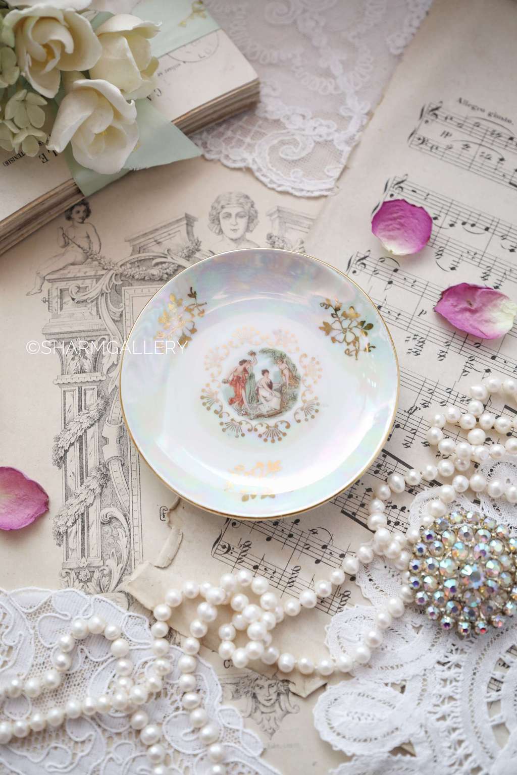 Розетка тарелочка «Мадонна» фарфор, перламутр, Fortuna Eisenberg, Германия