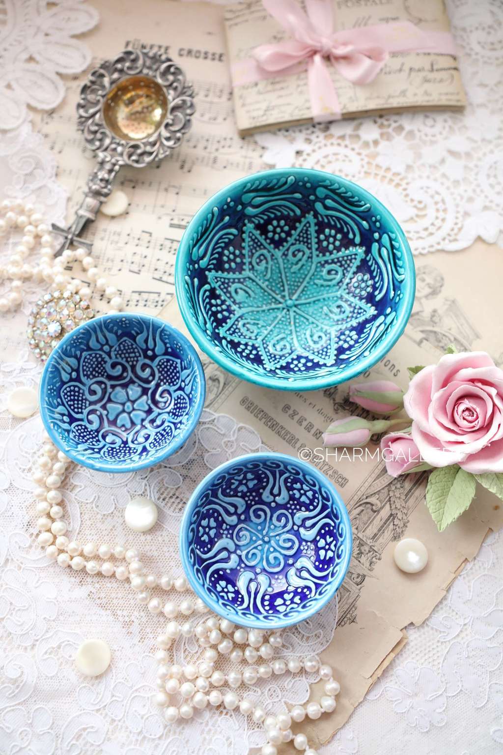 Трио пиал, керамика Греция.