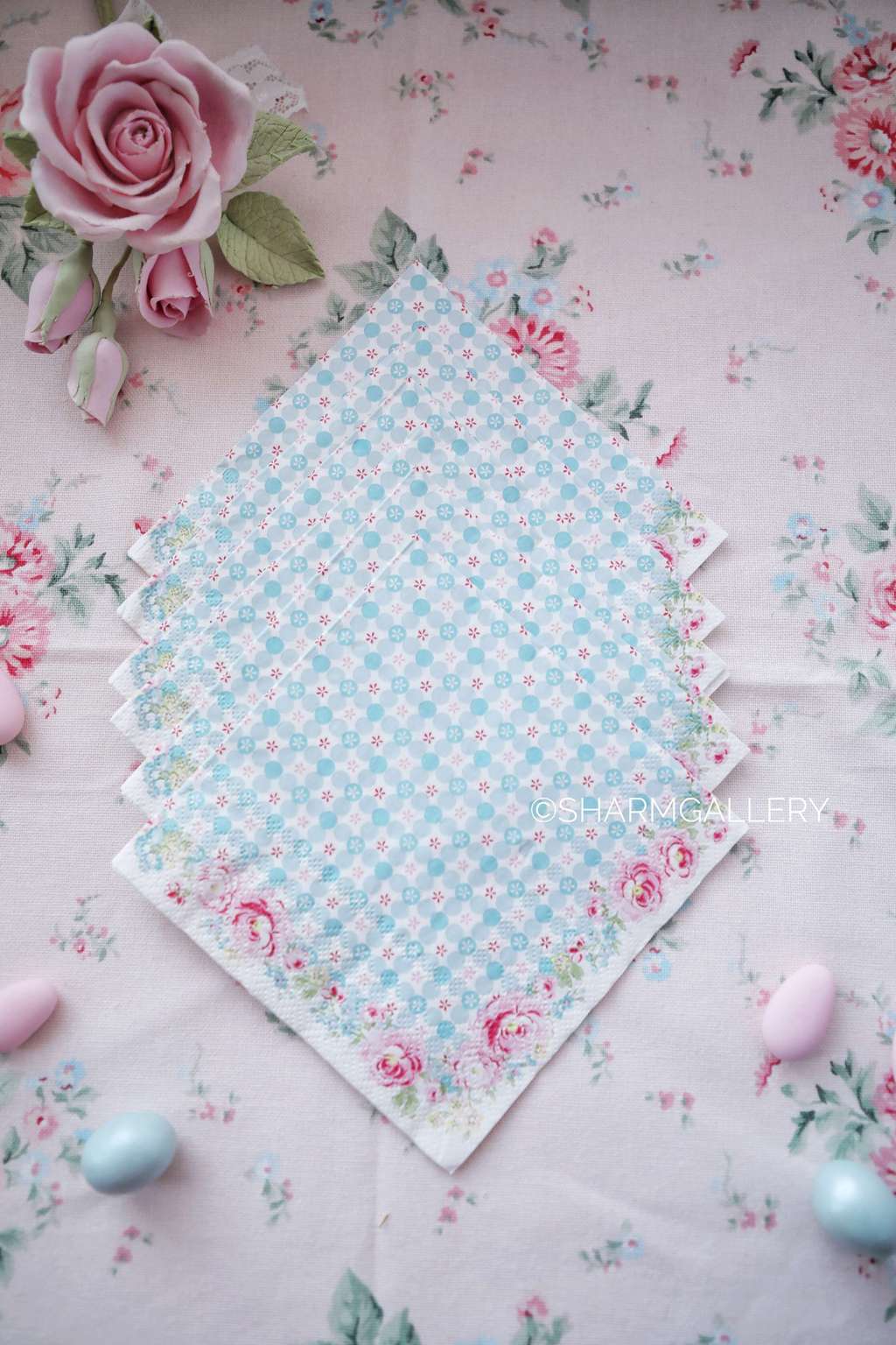 Салфетка бумажная Mimi Pale blue 25х25см. Поштучно! Дания GreenGate.