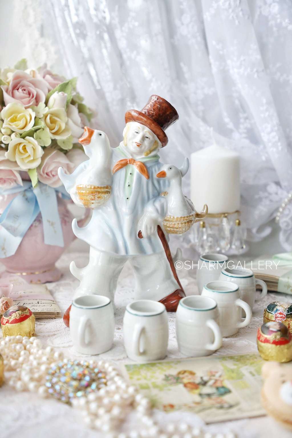 Штоф "Продавец гусей" фарфор Германия, Тюрингия. Винтаж.