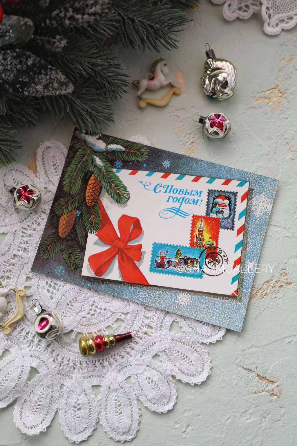 Винтажная открытка №119 "С Новым Годом!". СССР. Худ-к В.Хмелев 1983г. Чистая.