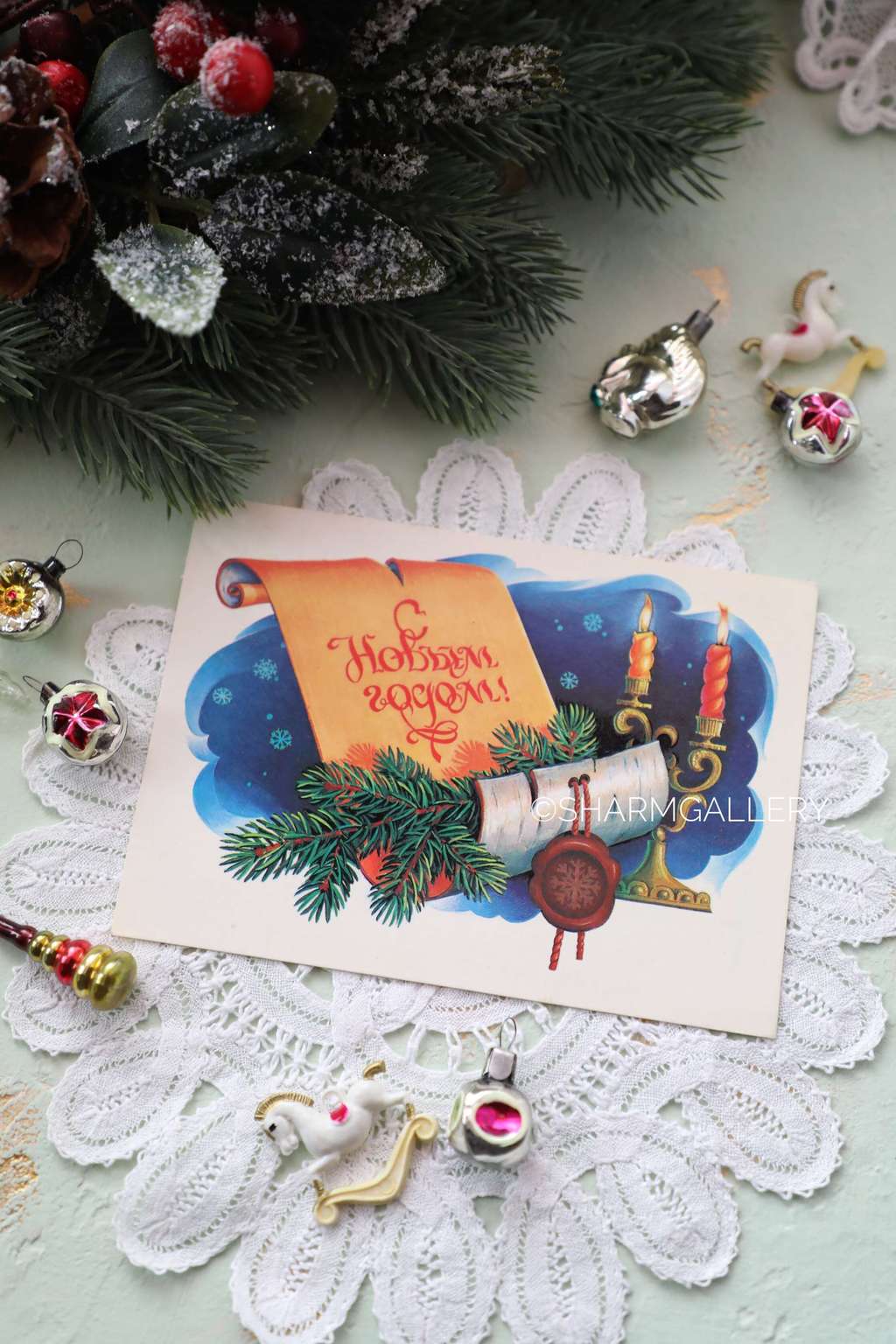 Винтажная открытка №121 "С Новым Годом!". СССР. Худ-к В.Хмелев 1984г. Чистая.