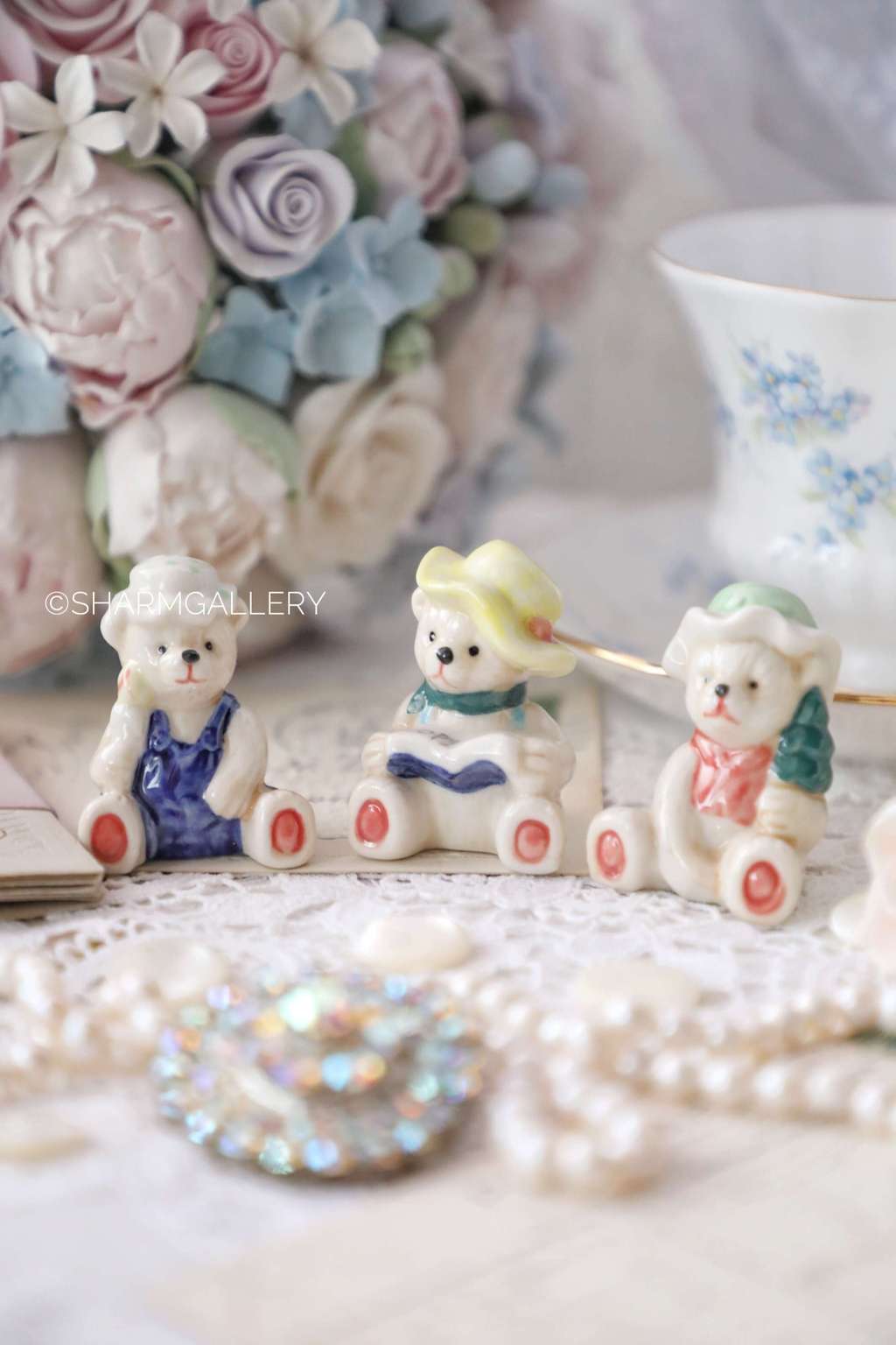 Три мишки, набор миниатюрных фигурок, фарфор. Англия.