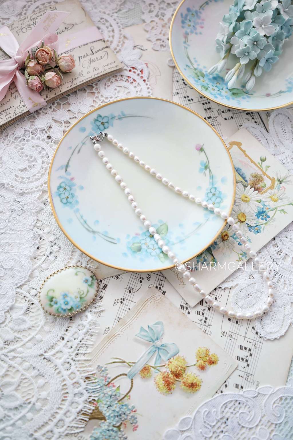 Винтажные бусы из натурального речного жемчуга 43см.