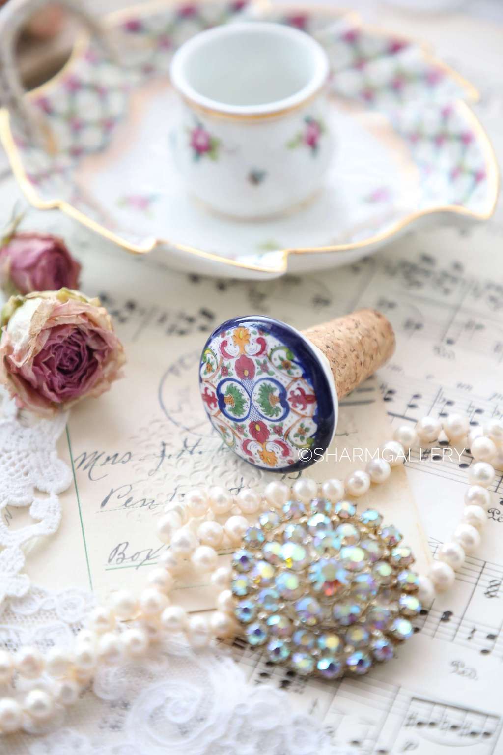 Винтажная пробка керамика, роспись, Испания.