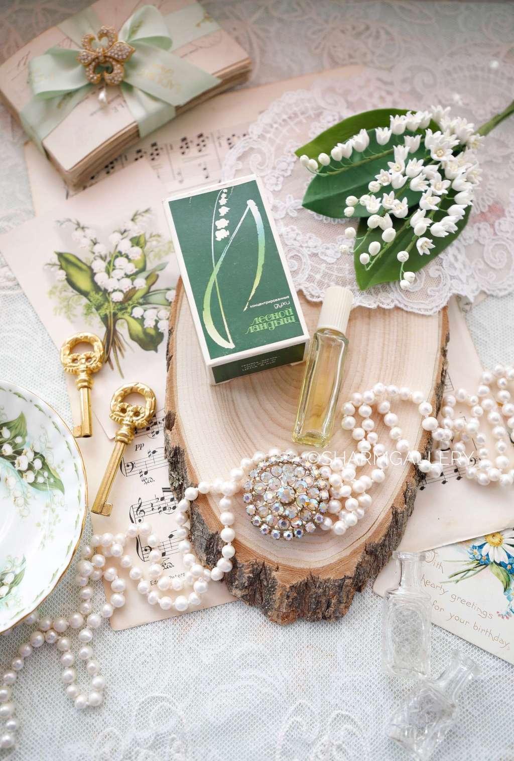 Духи "Лесной Ландыш" в коробке половина флакона, ф-ка Северное Сияние. 1971г. СССР