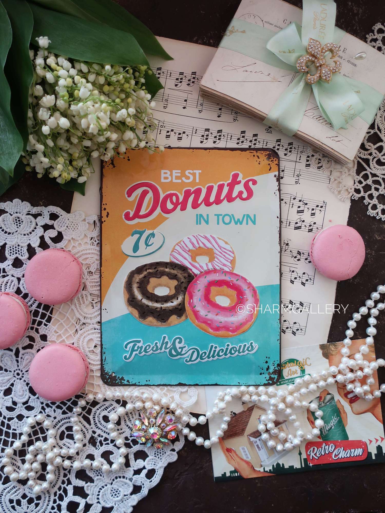 Табличка - вывеска Donuts "Nostalgic-Art" металл, Германия.