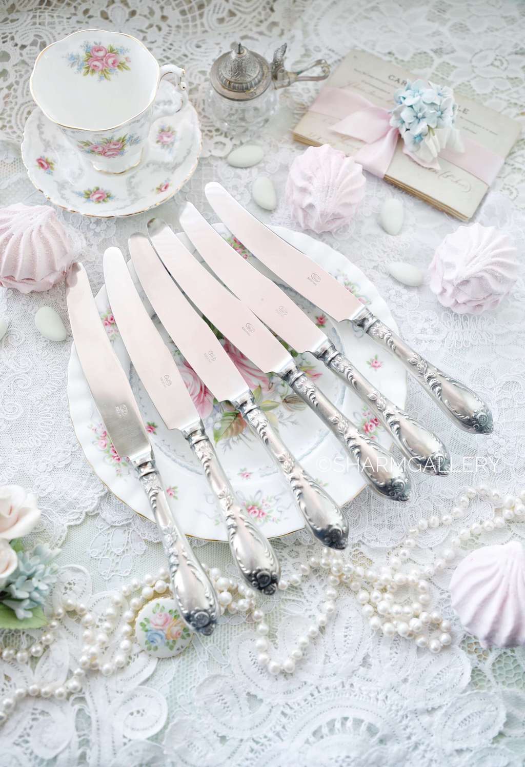 Столовые ножи в кофре 24см., мельхиор, ЗИШ, CCCP. Набор №120