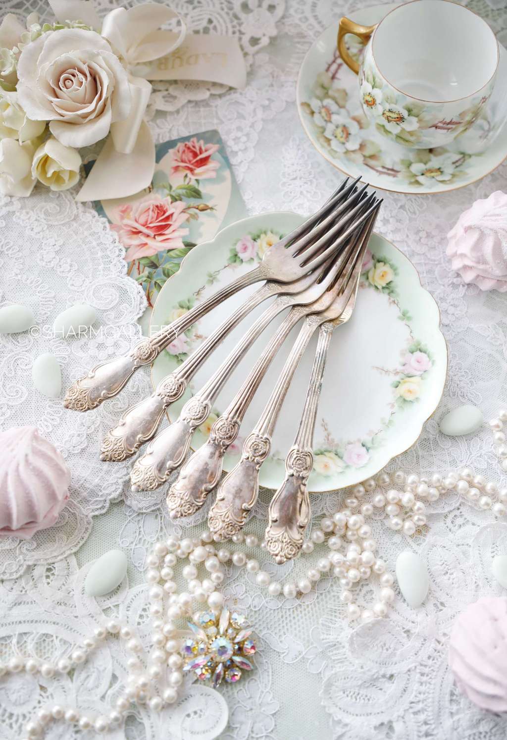 Столовые вилки «Серебряная Роза» №72, мельхиор с серебрением, Кольчугино.