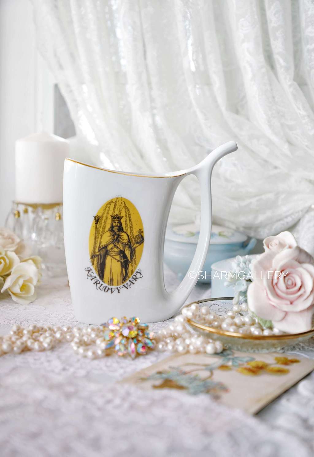 Кружка с носиком поильник /бюветница для минеральной воды Karlovy Vary/Карловы Вары. Чехословакия.