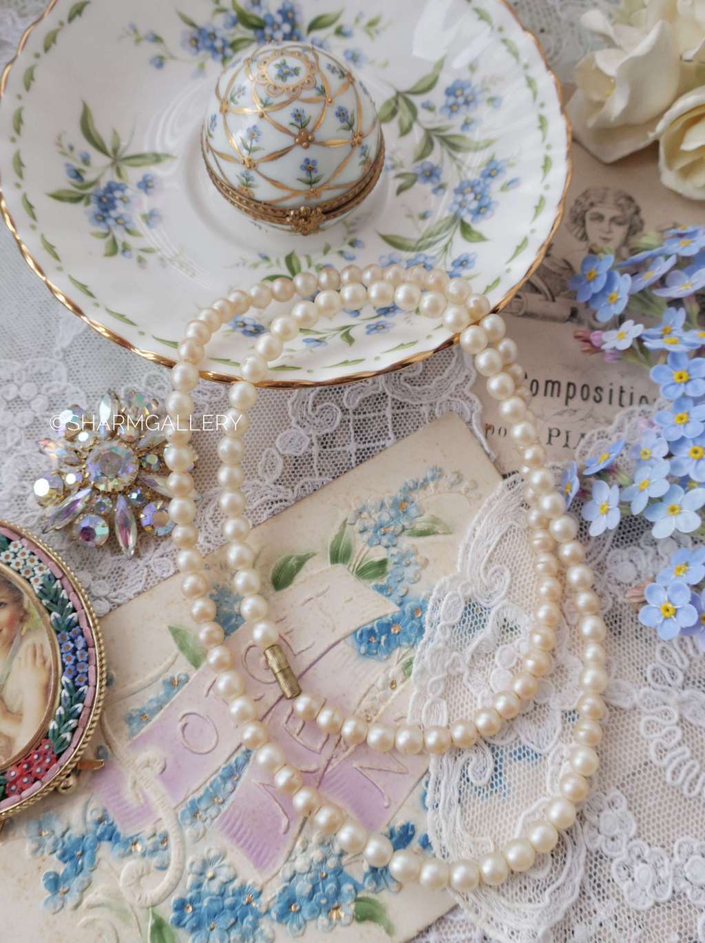 Антикварные бусы иск.жемчуг 62см., Германия.