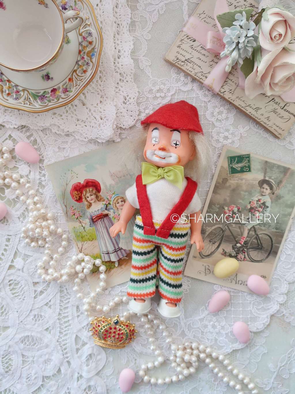 Кукла «Клоун», немецкая кукла 19см., ГДР.