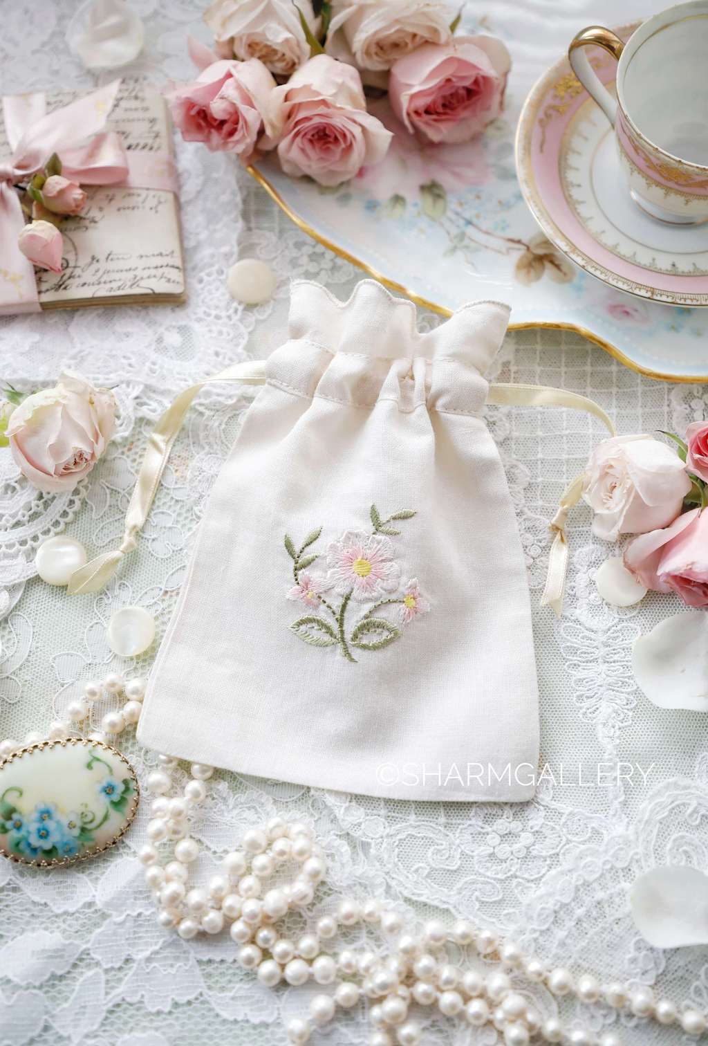 Старинный мешочек с вышивкой для лаванды, Германия.
