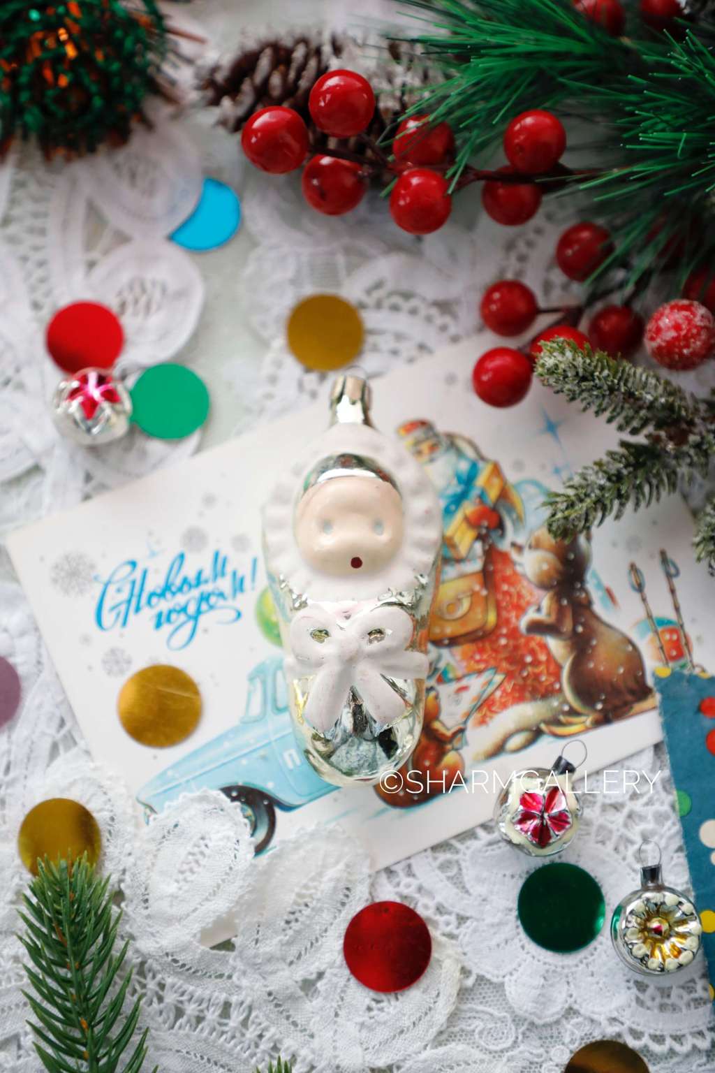 Младенец/Пеленашка №29  елочная игрушка, стекло СССР.