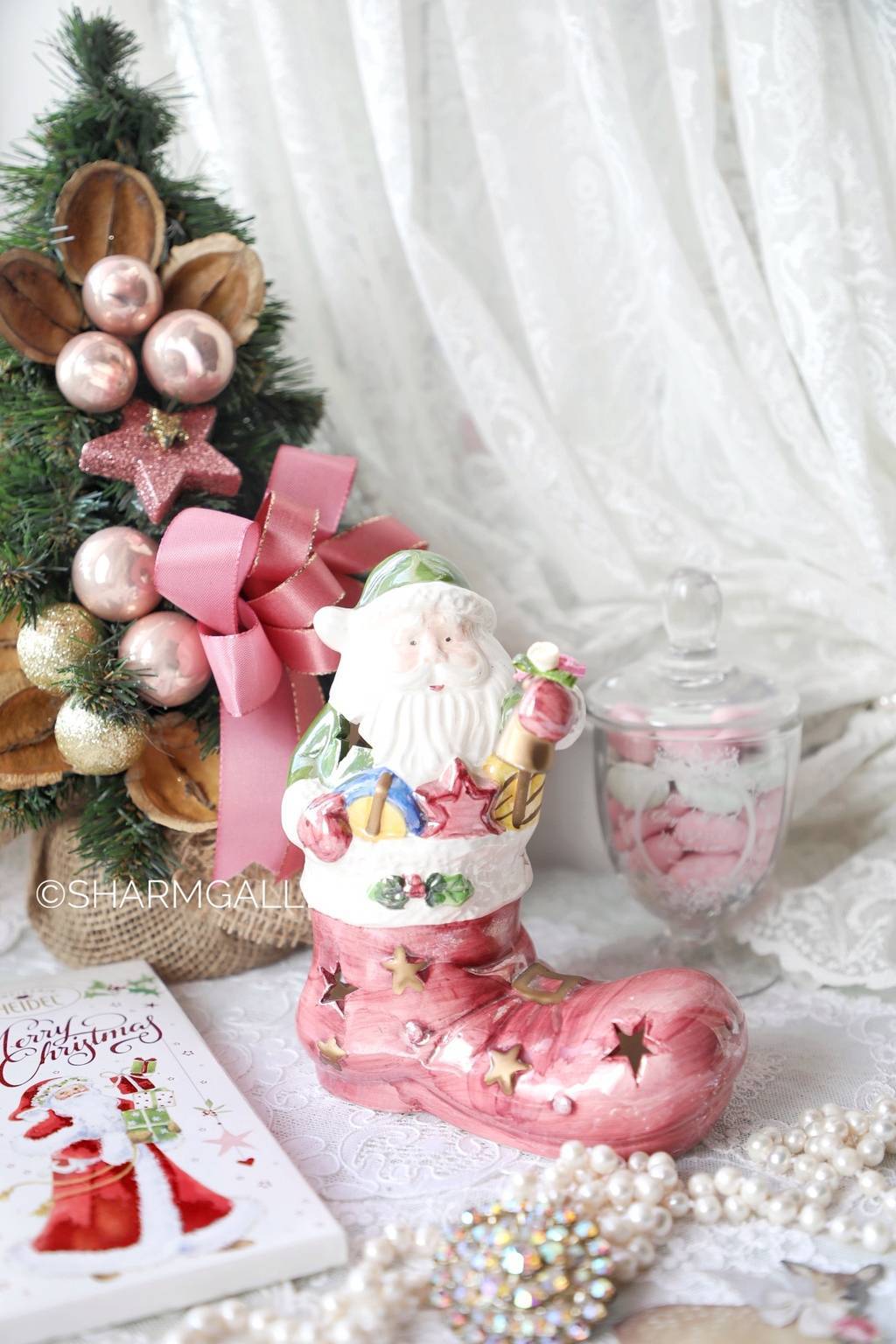 Новогодний сапожок - подсвечник, керамика Нидерланды.