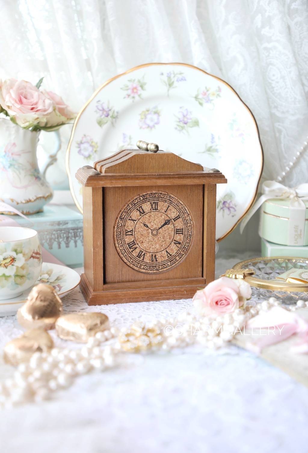 Набор деревянных подставок под горячее «Часы» ГДР.