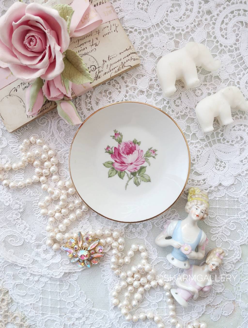 Фарфоровая тарелочка, розетка Костер (подставка под кружку/кодлер) "Роза" фарфор Кольдиц Colditz, ГДР.