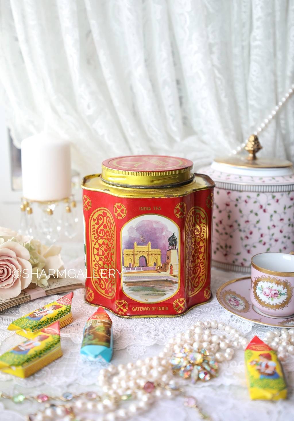 Жестяная красная банка индийский чай 500гр., G.V.Gokal & Co Calcutta Индия 1970гг.