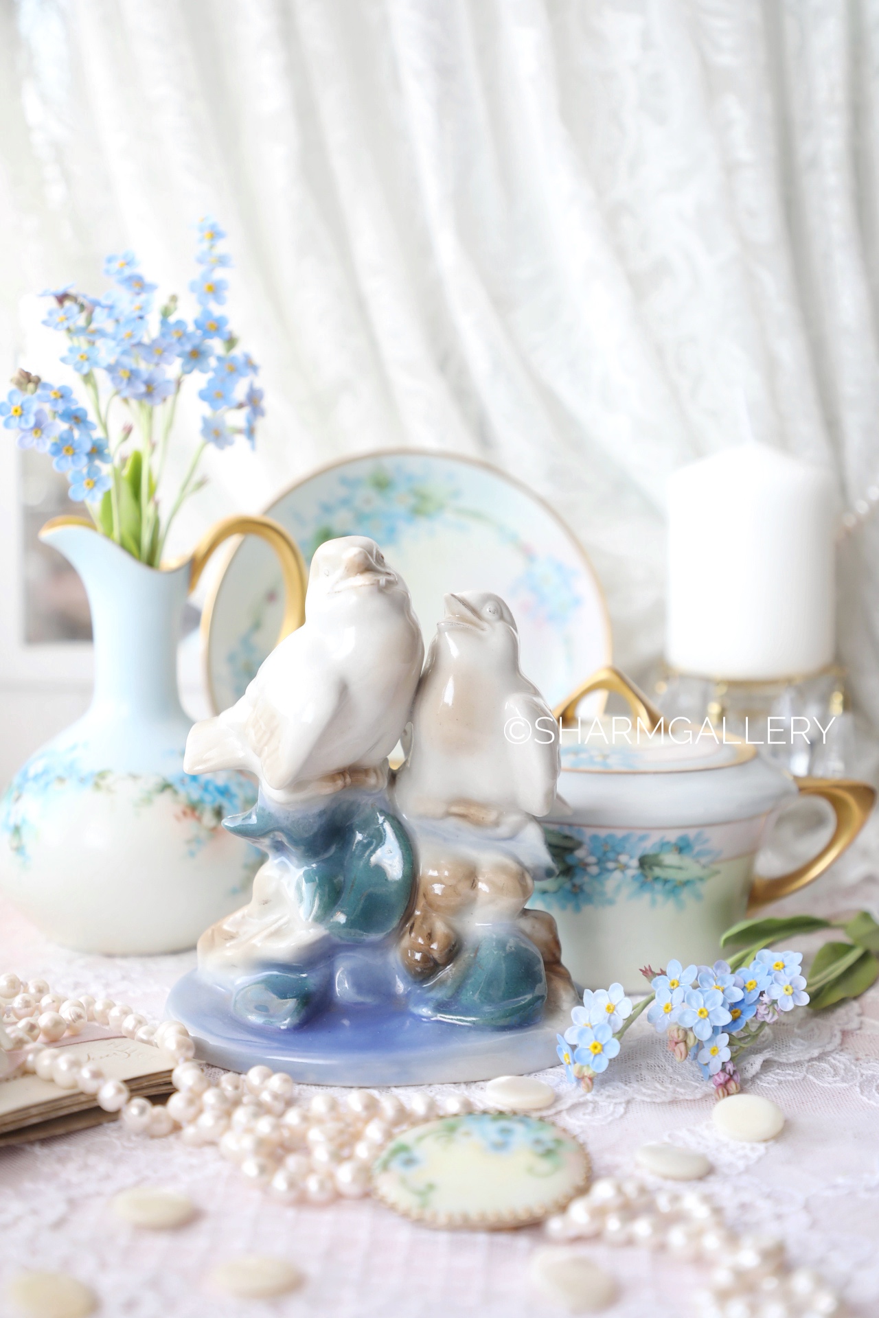 Статуэтка «Песнопение», фарфор старая Гжель, СССР.