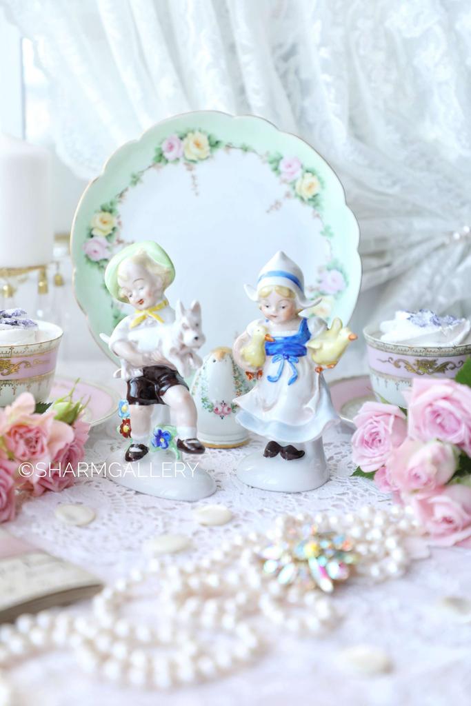 Пара старинных статуэток «Ферма» мальчик и девочка серия «Бюргеры» Графенталь  ГДР.