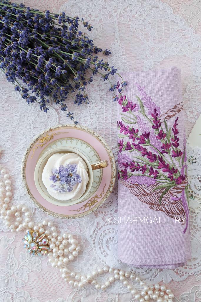 Прямоугольная сервировочная салфетка «Лаванда» вышивка, Франция.