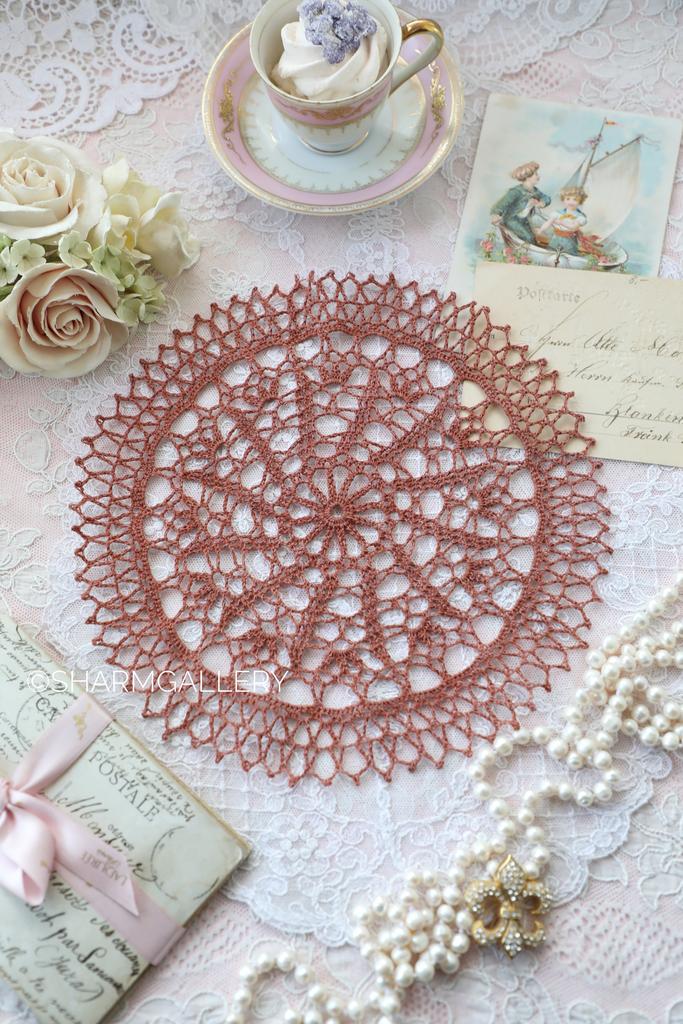 Кружевная салфетка «Шоколад» 23см., хлопок.