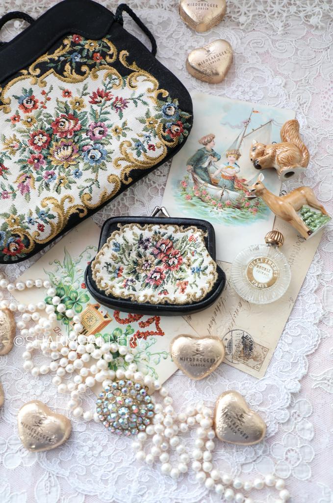 Винтажный гобеленовый кошелек - монетница, Англия.