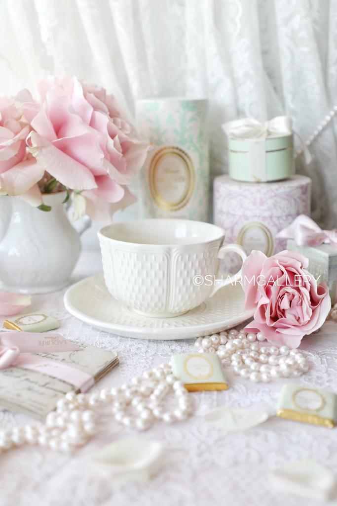 Чайная пара 270мл. «PONT AUX CHOUX MAIS» фаянс Gien (Жьен​) Франция.