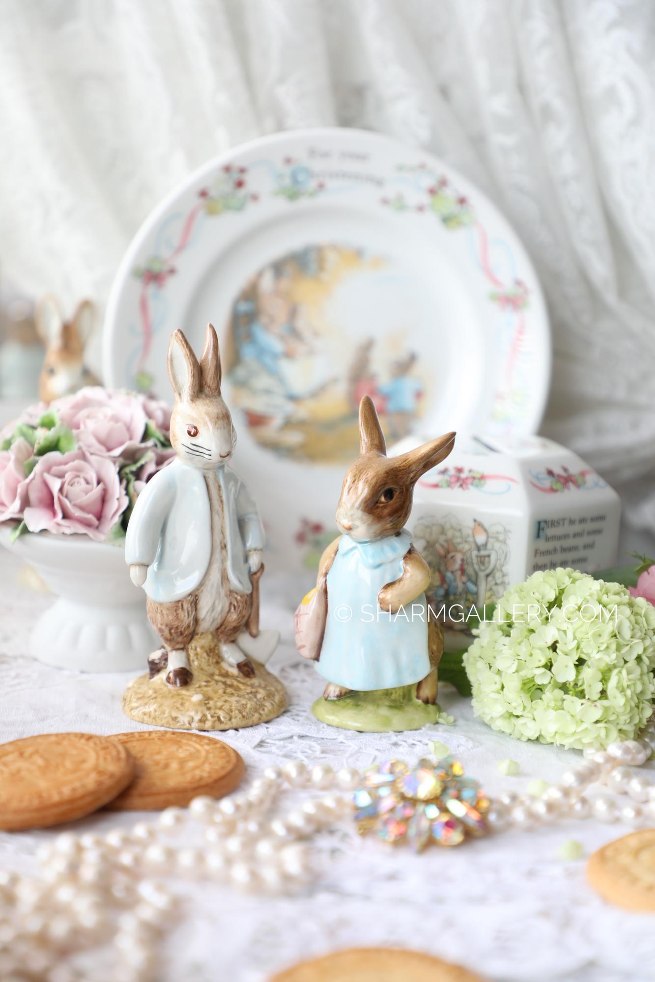 Пара кроликов/ зайчиков Кролик Питер и Флопси, Beatrix Potter, Beswick, Англия.