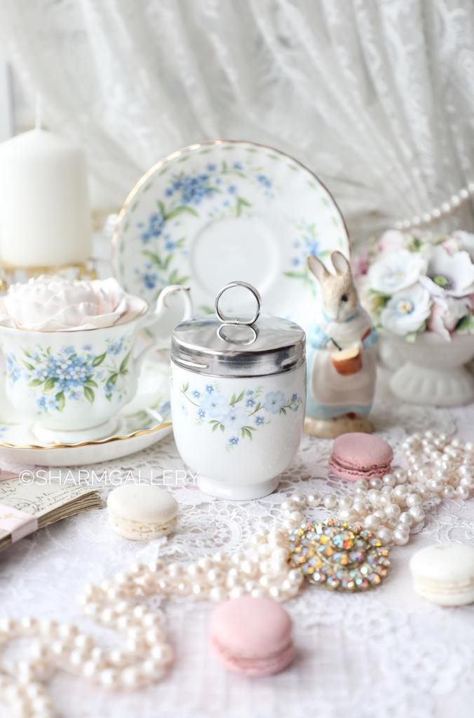 Кодлер «Незабудки» размер king size на 2 яйца, Crown Staffordshire, Англия.