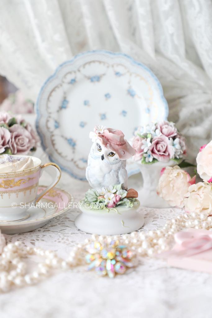 Сова в панаме, статуэтка, авторский бисквитный Кисловодский фарфор.