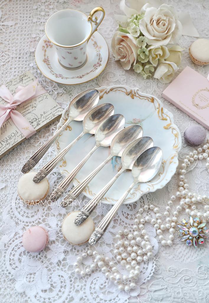 Набор старинных чайных ложек Harmony House, серебрение, Америка.