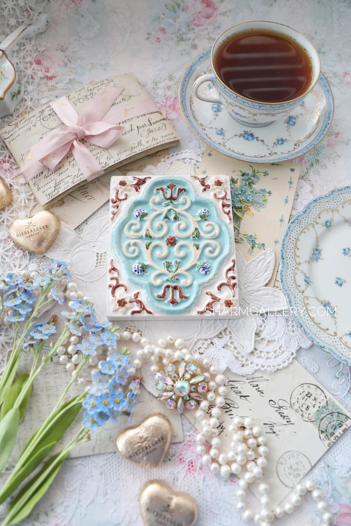 Изразец «Узор» №10. Многоцветная изразцовая плитка, Ярославль.