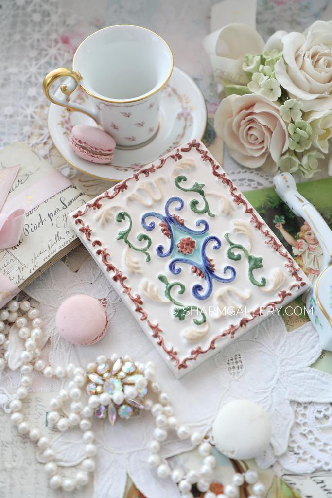 Изразец «Узор» №8. Многоцветная изразцовая плитка, Ярославль.