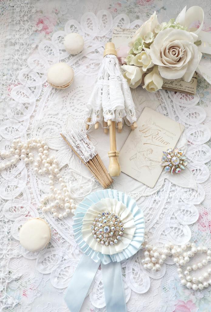 Кукольный кружевной зонтик и веер для кукол, декора. Италия.