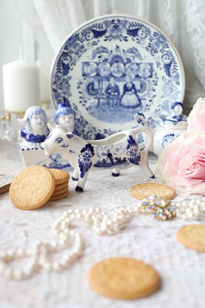 Сливочник - молочник корова/коровка 70мл., ручная роспись, фарфор Delft Голландия.