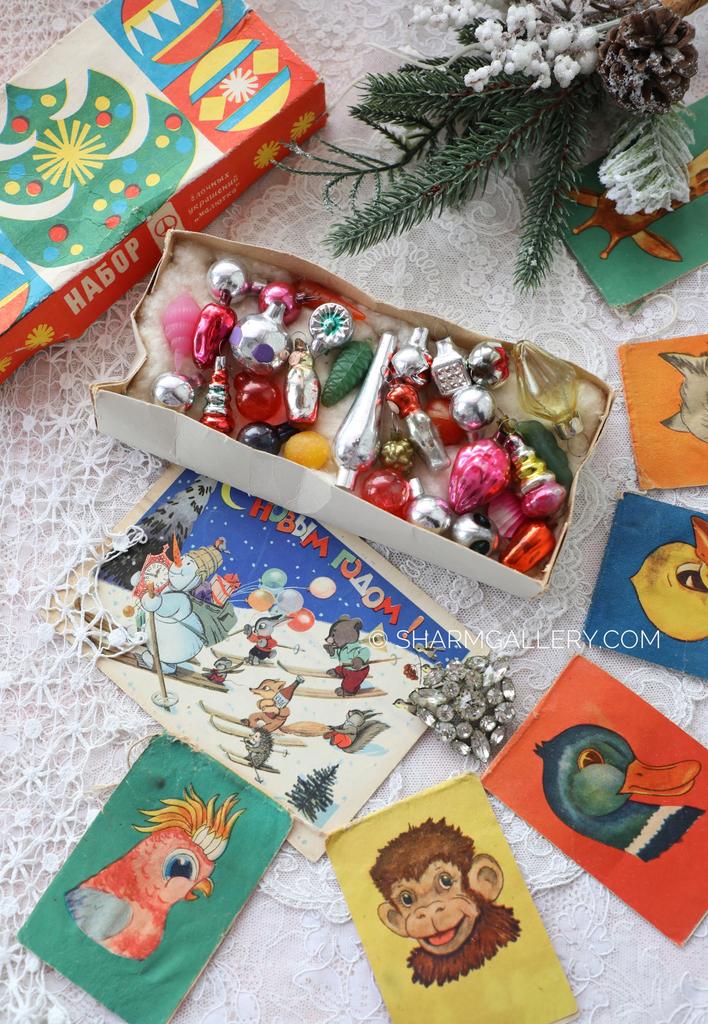 Набор елочных игрушек Малютка №74, 31шт., СССР.