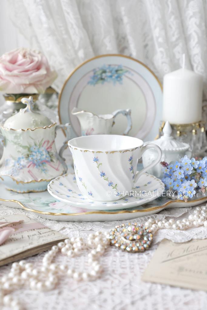 Редкость! Чайная пара «Васильки» костяной фарфор Wedgwood/Веджвуд Англия 1960гг.