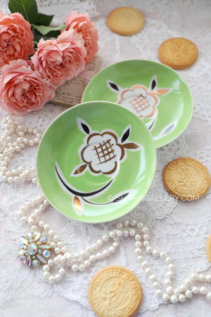 Чайное блюдце, роспись фарфор Дулево 1960гг., СССР.