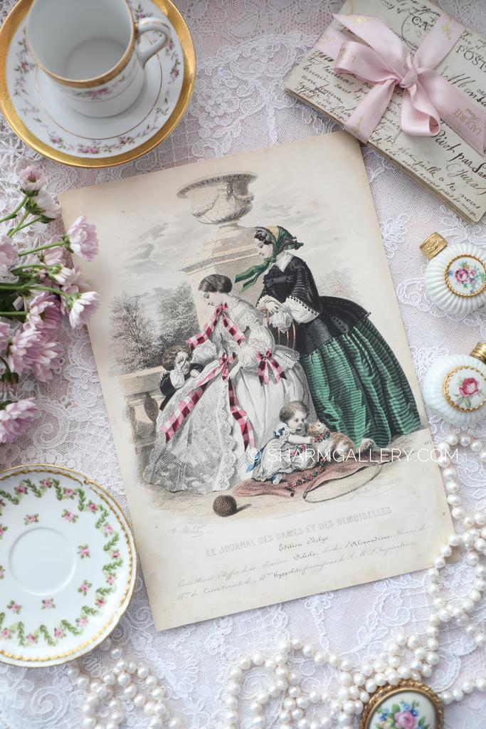 Антикварная гравюра «Парижская женская мода» 1800гг, 19 века, бумага. Франция.  №2