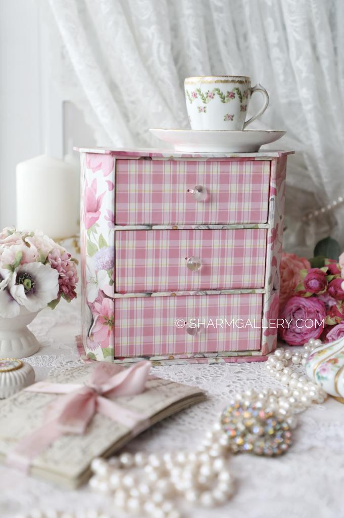 Картонный «Комод» шкатулка для украшений, мелочей. Англия.