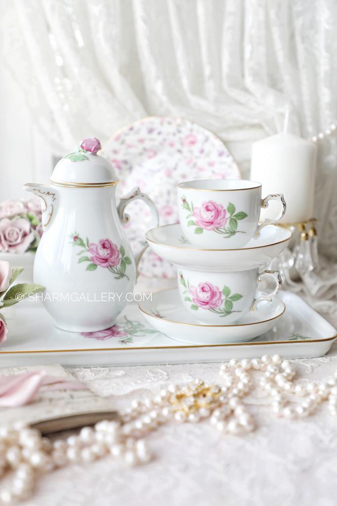 Редкость! Кофейный сервиз тет-а-тет «Роза» Fürstenberg Фюрстенберг, Германия.