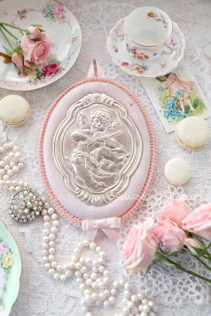 Картина/Панно "Ангел со скрипкой". Серебро 925пр, Valenti Италия, 1990гг.